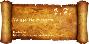 Vanya Henrietta névjegykártya